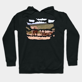 Ripped Wildlife Elephant Herd Hoodie